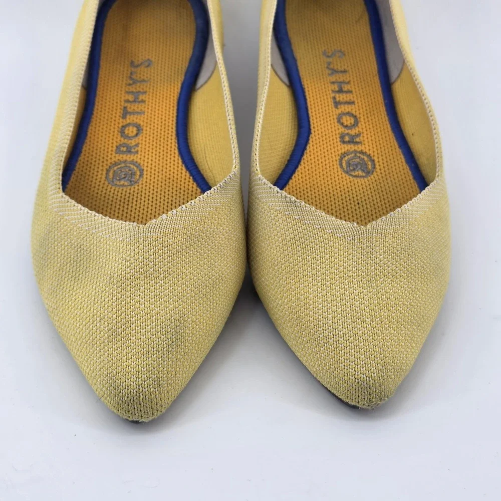 Rothys The Point Yellow Marigold Pointed Toe Flats Slip on Shoes Size W6.5